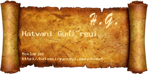 Hatvani Györgyi névjegykártya